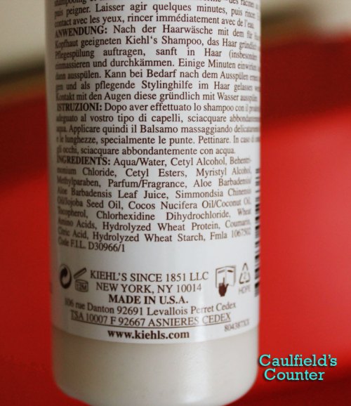 Kiehl's Amino Acid Conditioner Ingredients Caulfield's Counter Haircare Beauty Review Split Ends Beta Naturals Argan Oil Josie Maran Moroccanoil Moroccan Oil